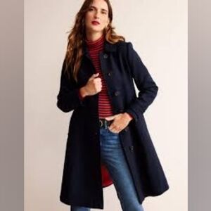 Boden Navy Durham Wool Collared Coat, 14R